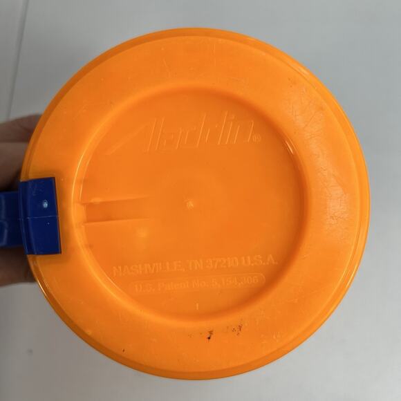 Vtg Aladdin Kel-Welco Big 1993 Mug Tool Adventurer Dude Guy Surfing Orange W Lid - Picture 10 of 11